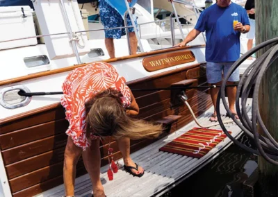 Customers christen their yacht at the 2023 Bluewater Summer Cruise